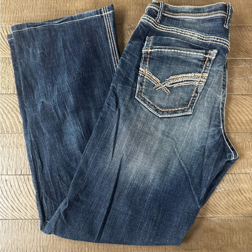 BKE Tyler Men’s Blue Straight Jeans with Vintage Wash size 34L